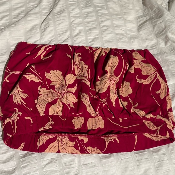 Express Floral Print Banded Bottom Tube Top - Picture 2 of 4